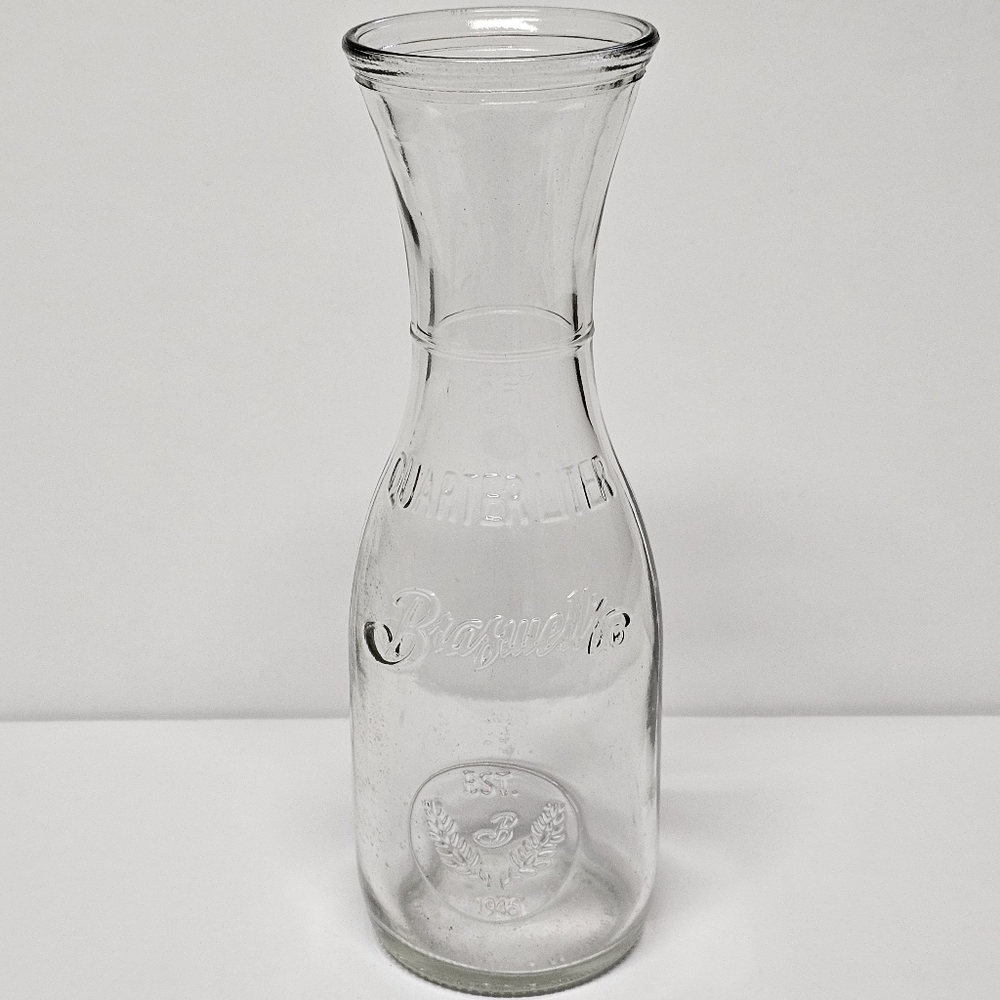 7.5" Tall Braswell's Clear Glass Jar Quarter Liter 0.25L Decor Vase Bottle